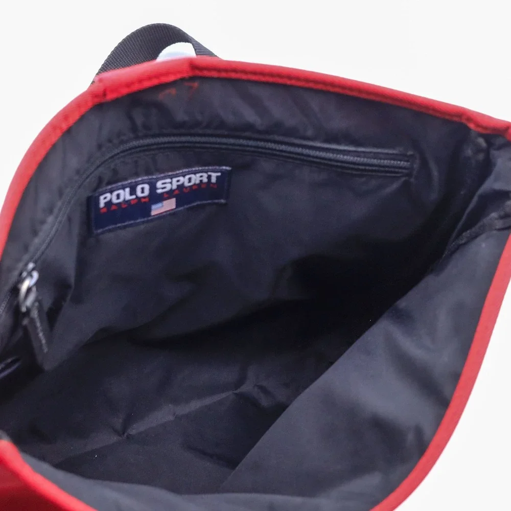 Vintage 90s Polo Sport Ralph Lauren Messenger Bag Unisex Red Crossbody Nylon USA